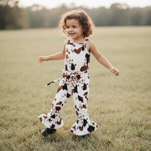 Cow Print Romper for Girls – Western Cowgirl Jumpsuit